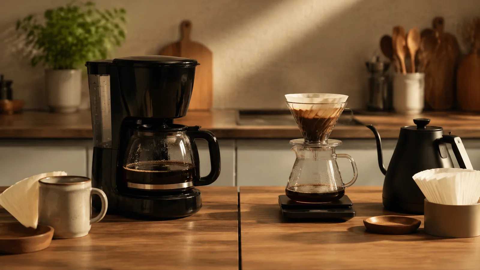 Drip Coffee Maker vs Pour-Over visual
